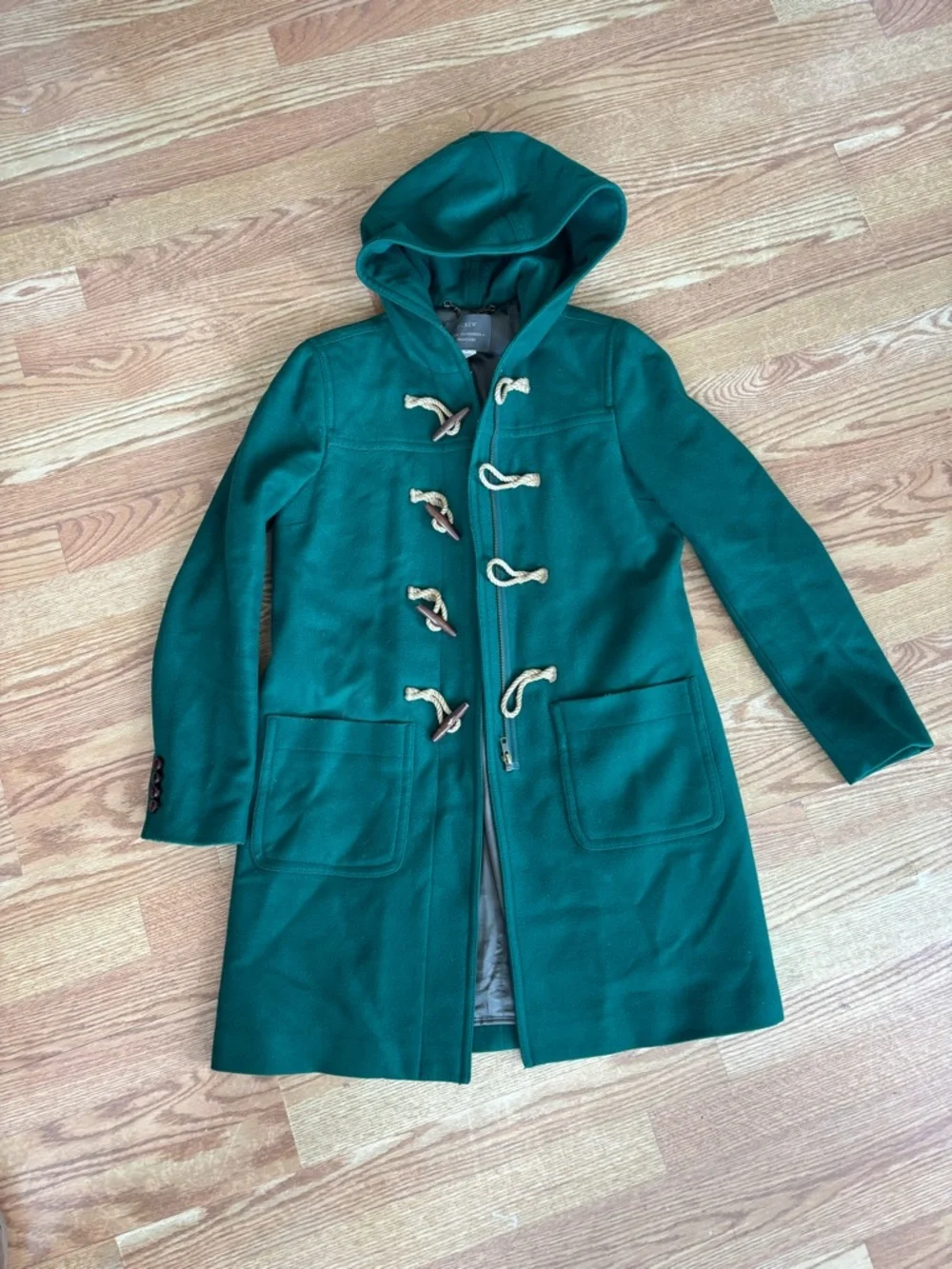 J.Crew Wool Cashmere Toggle Coat – Emerald Green – Size 6 - Picture 2 of 11